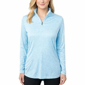 San Soleil 1/4 Zip Golf Pullover Top Blue sparkle Vented sun protection Size XS